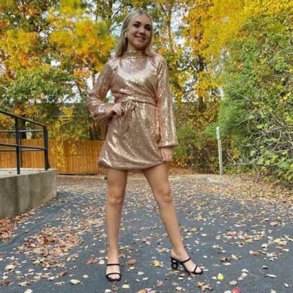 Baltic Born NOVI Sequin Mini Dress in Rose Gold - MED